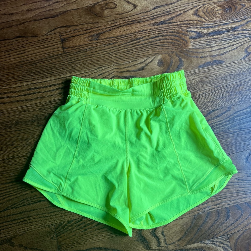 Yellow lululemon athletic shorts